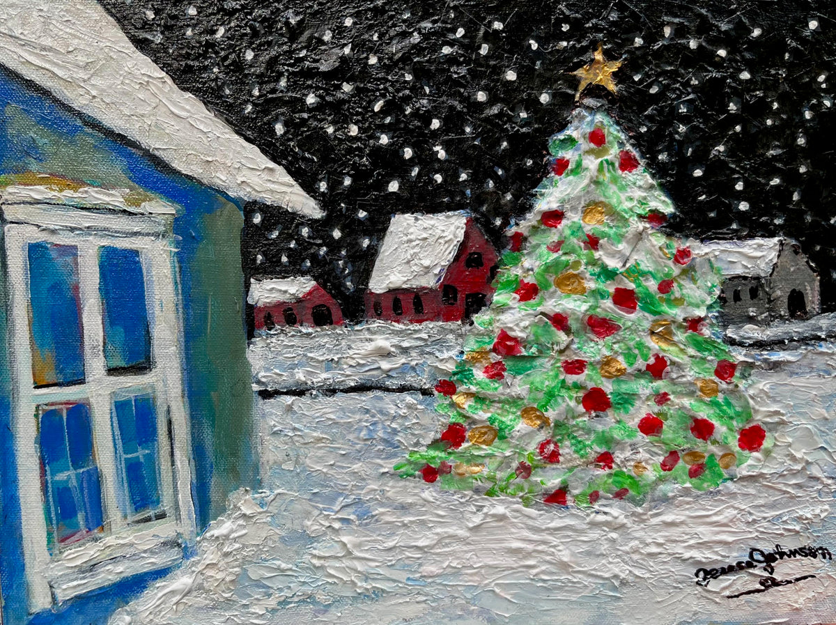 Country Christmas Morning| Merry Christmas| Vintage Style Art| Giclee Paper- Wood- Metal- Canvas