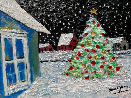 Country Christmas Morning| Merry Christmas| Vintage Style Art| Giclee Paper- Wood- Metal- Canvas