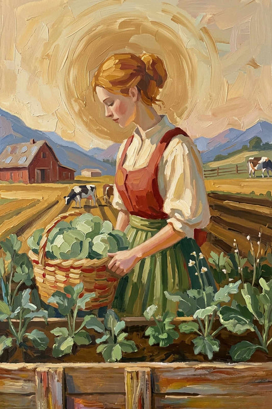 Harvest The Garden| Vintage Style Print| Farm Cow Art| Giclee Paper- Wood- Metal- Canvas