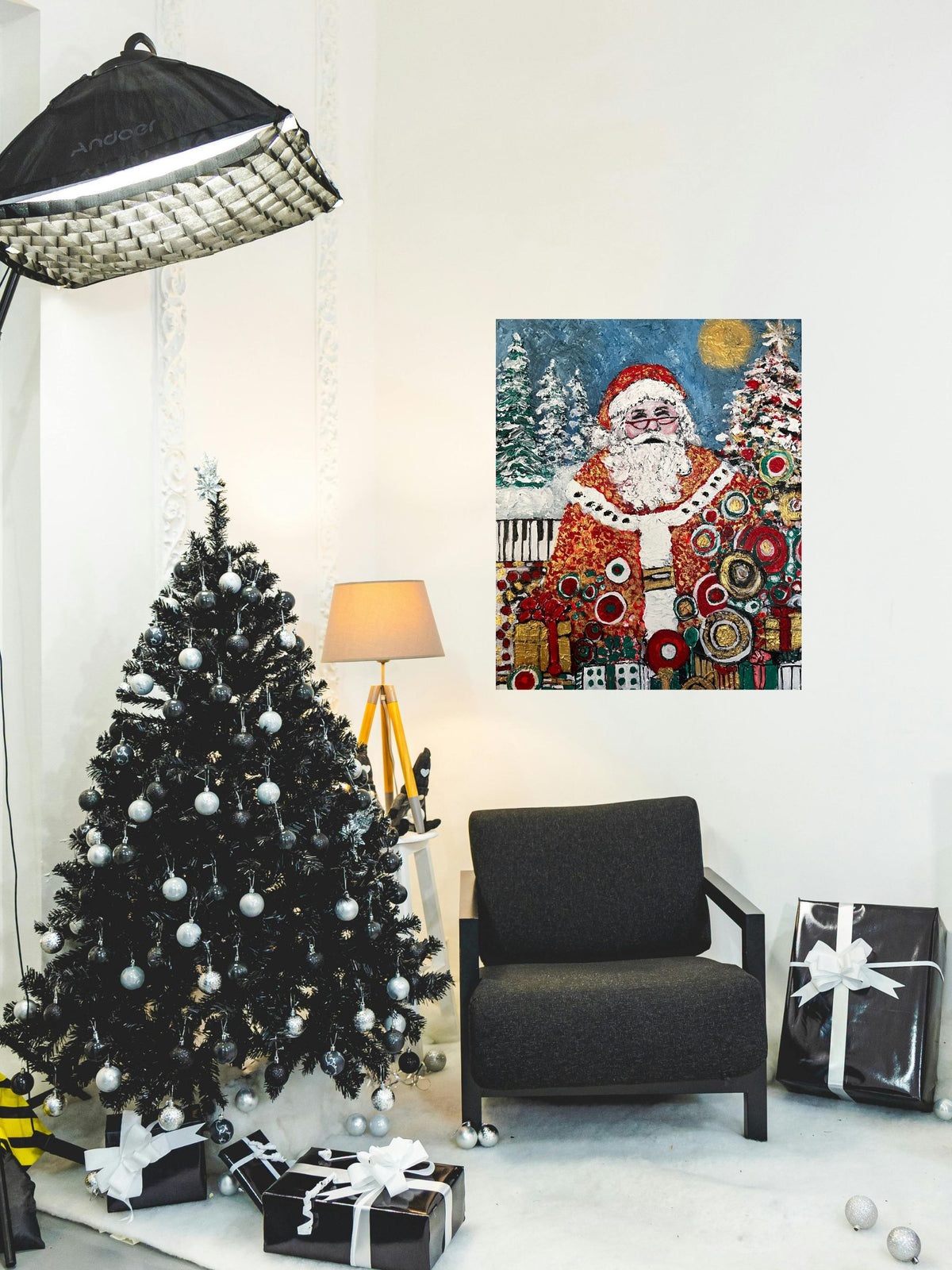 Santa's Magic | Vintage Style Christmas| 16x20 Inch Acrylic Gallery Canvas -Teresa Johnson Original Art