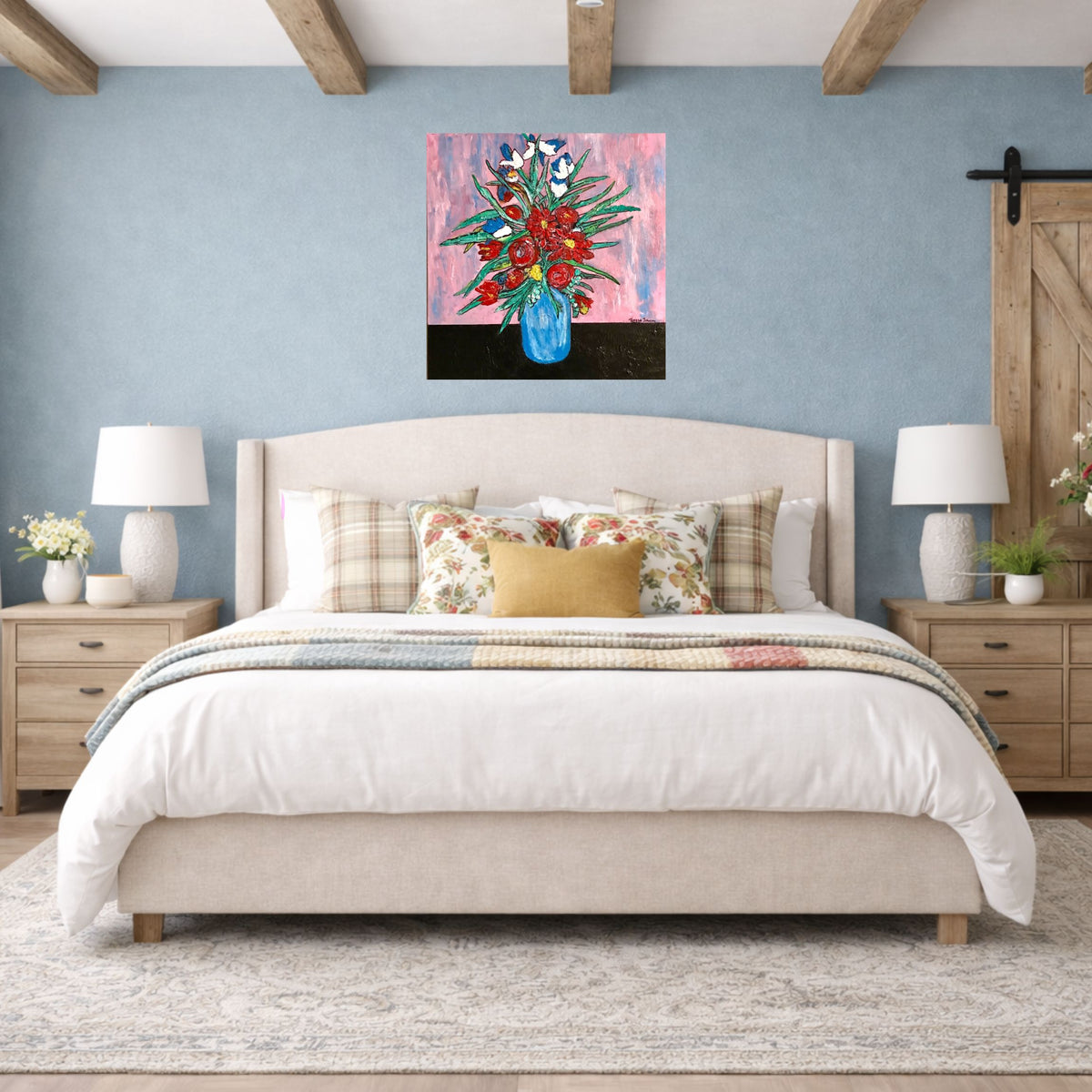Gift of Flowers/ Original Acrylic Painting by Teresa Johnson/ 22" x 22" x 1" – Textured &amp; Expressive&nbsp;makes a lively, heartfelt addition to any space.
