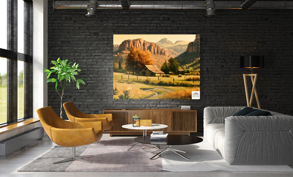 Autumn Beneath The Mountains | Impressionist Mountain Landscape Art | Giclée Paper • Wood • Metal • Canvas