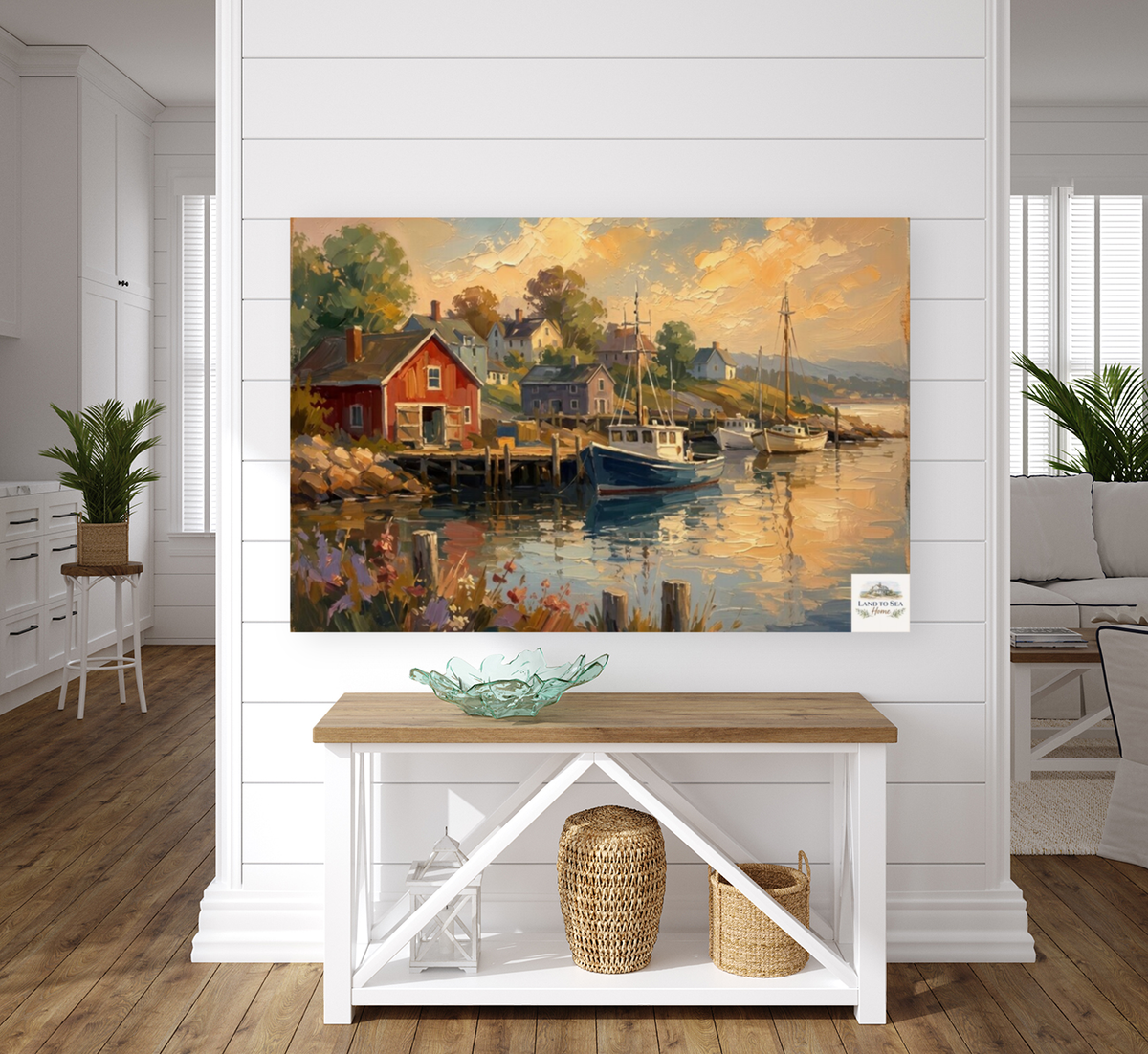 Coastal Harbor at Golden Hour| Coast Ship Art| Giclee Paper- Wood- Metal- Canvas