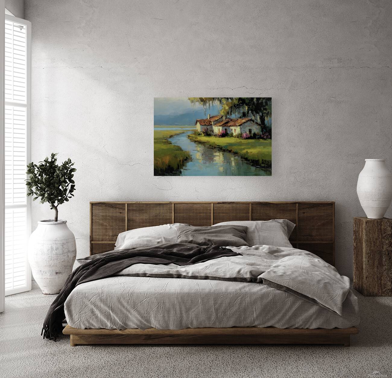 Spanish Moss Cottage – Impressionist Lowcountry Marsh Painting, Southern Coastal Wall Art, Giclée on Canvas, Wood, Metal & Fine Art Paper