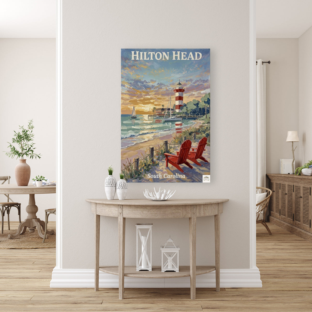 Hilton Head Sunset at Harbour Town Lighthouse | Ocean Print| Beach Art| Travel Poster| Giclee Paper- Wood- Metal- Canvas