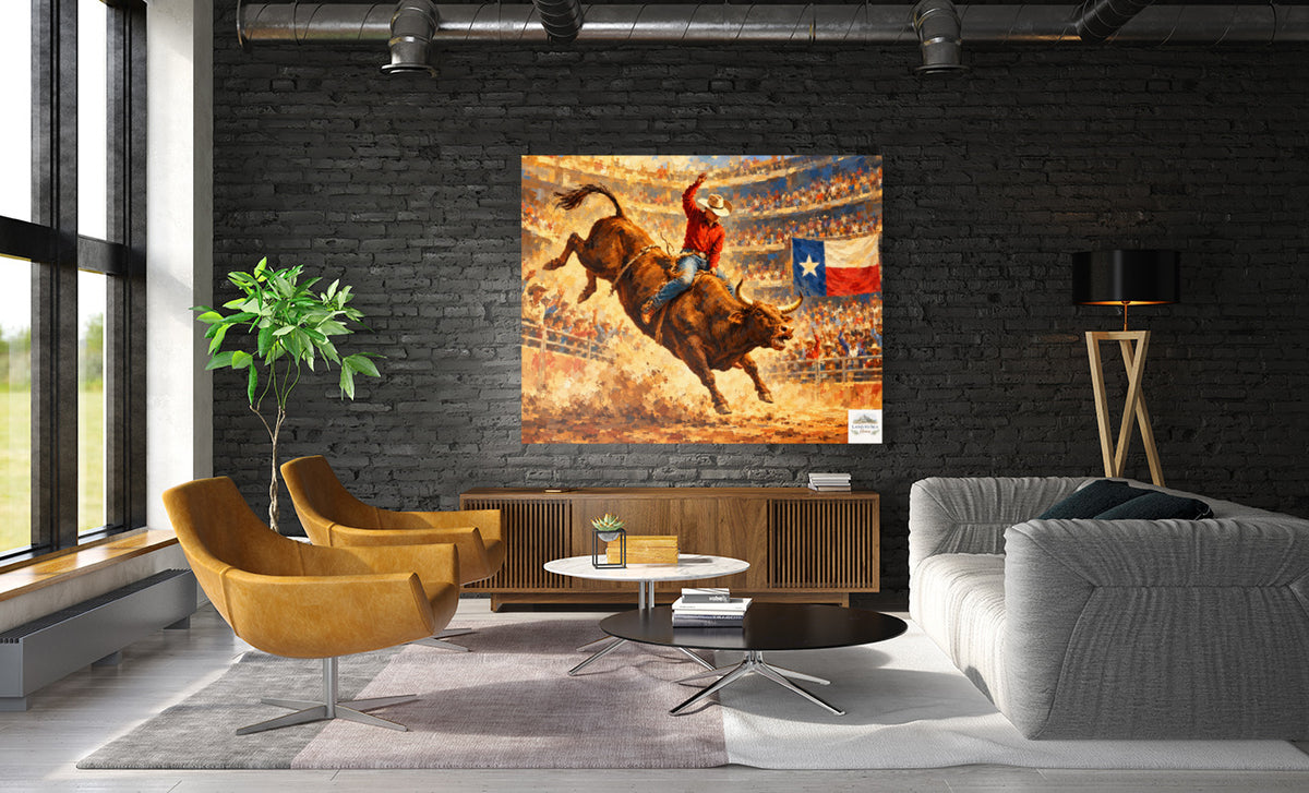 Bull Riding Rodeo Houston| Prints, Canvas, Wood, or Metal Art