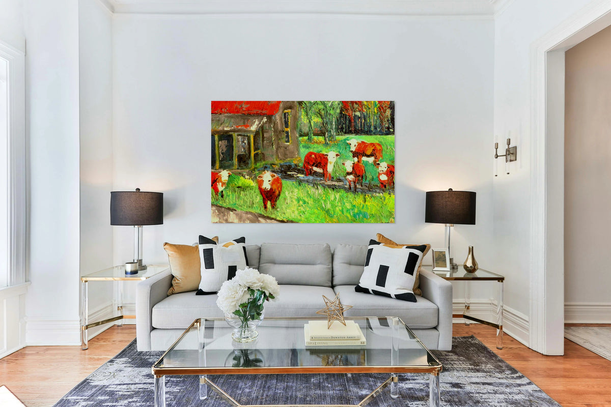 Cows In the Puddles- Giclee Paper- Wood- Metal- Canvas
