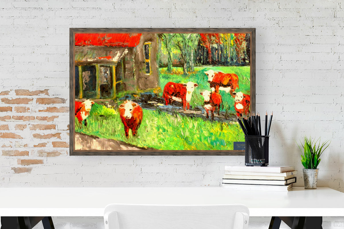 Cows In the Puddles- Giclee Paper- Wood- Metal- Canvas