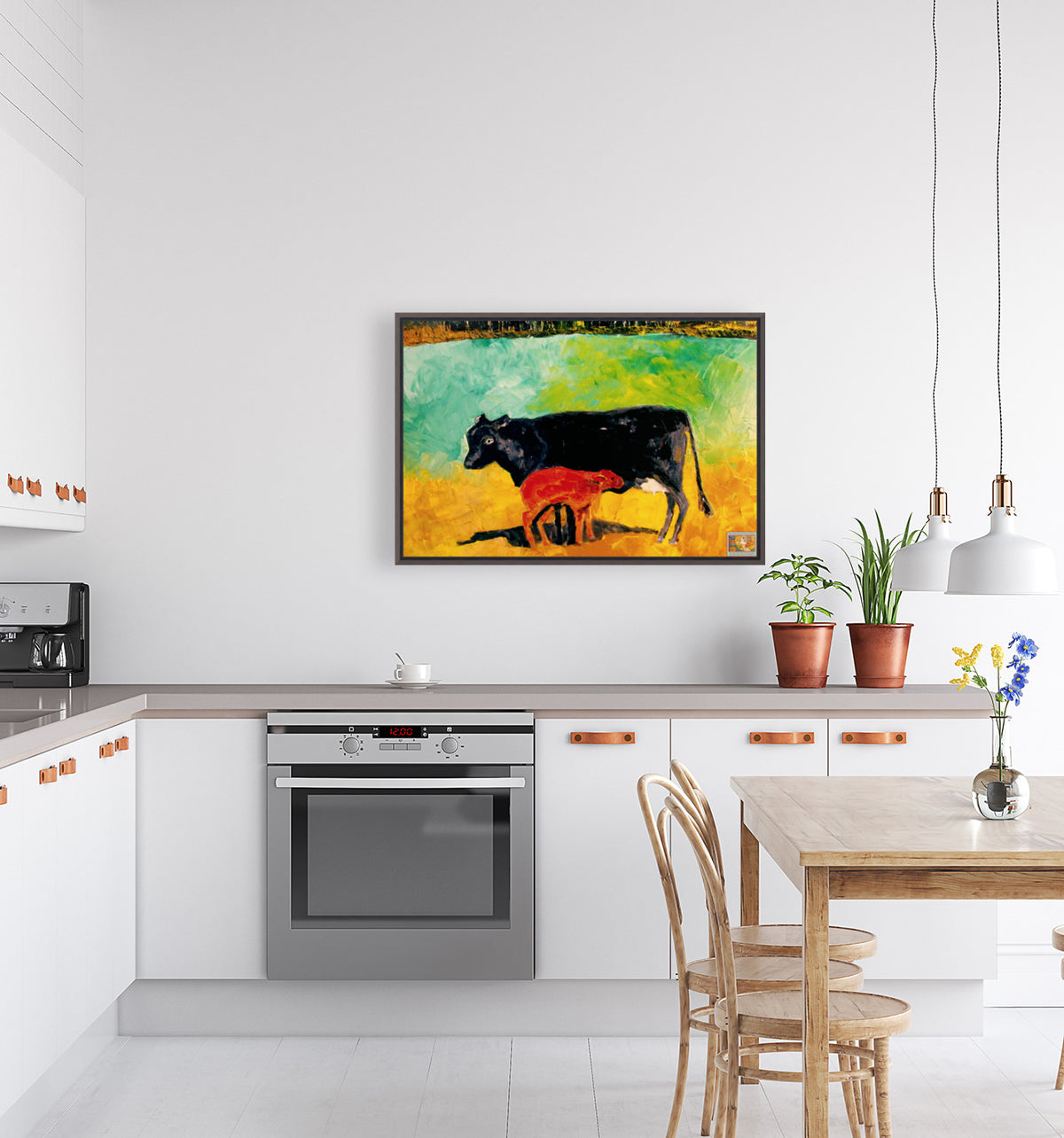Allison's Cow and Calf Fine| Original Teresa Johnson Print | Western Decor |-Giclee Paper- Wood- Metal- Canvas