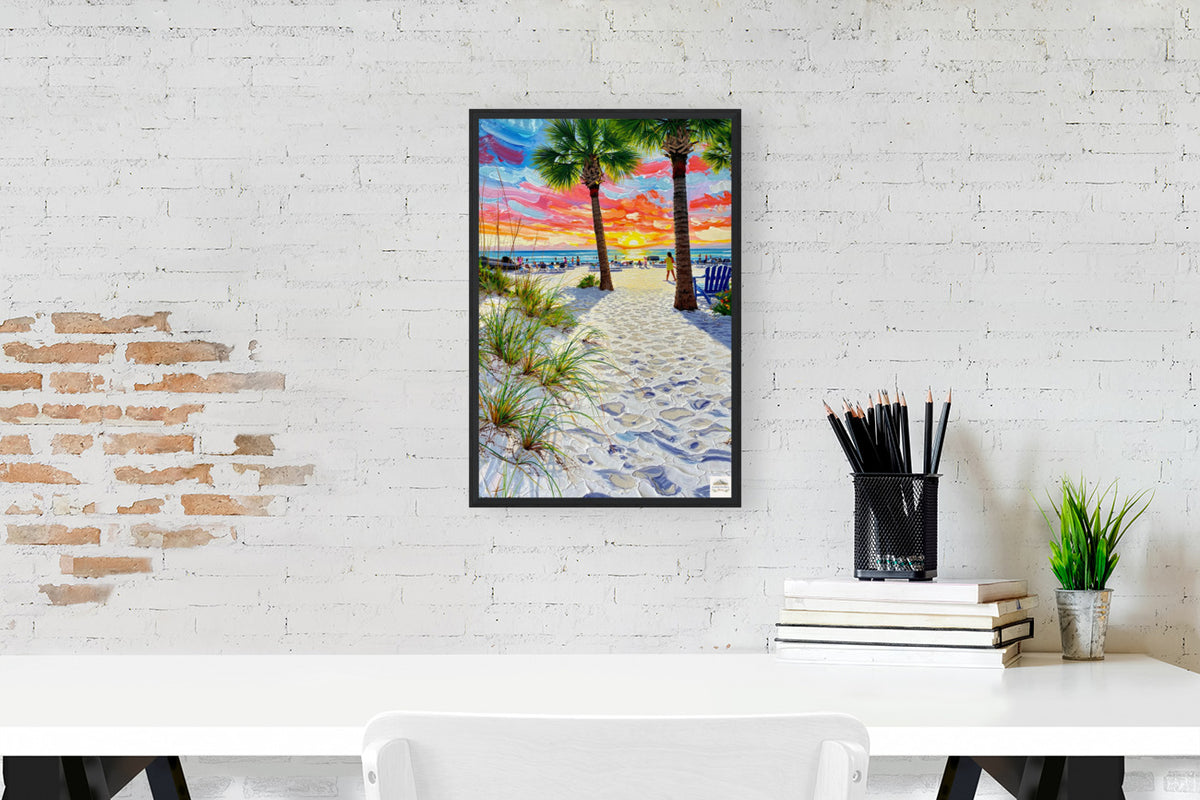 Peaceful Shores | Coastal Beach| Palm Tree Art| Giclee Paper- Wood- Metal- Canvas
