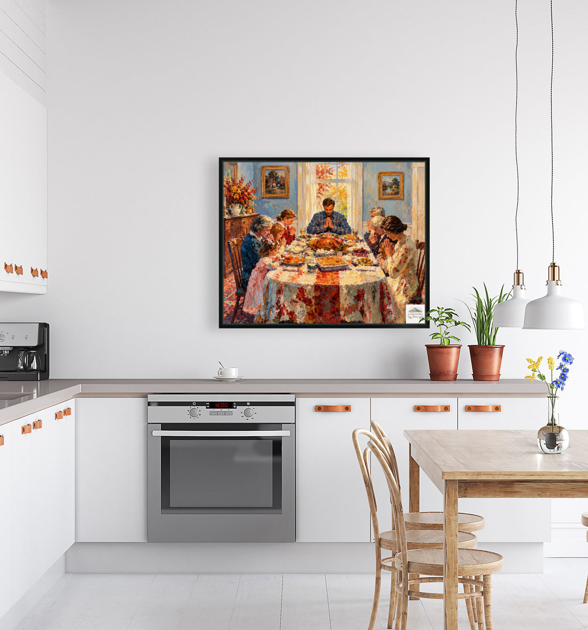 Happy Thanksgiving Give Thanks Celebrate the Holiday Giclee Paper- Wood- Metal- Canvas