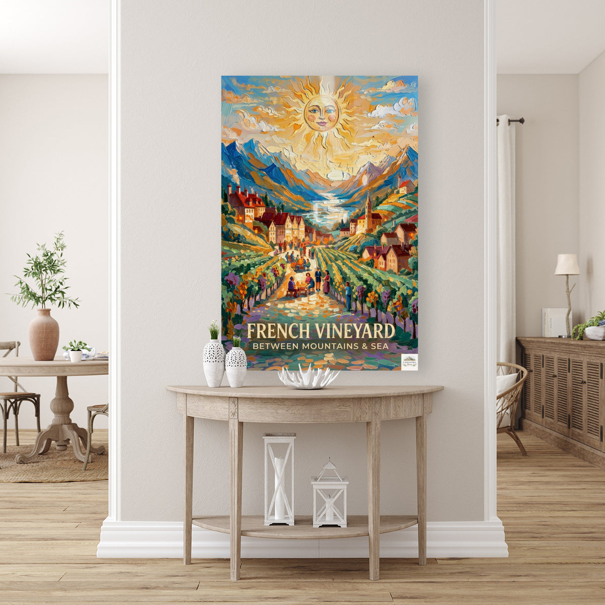 French Vineyard Between Mountain and Sea| Travel Print| Giclee Paper- Wood- Metal- Canvas