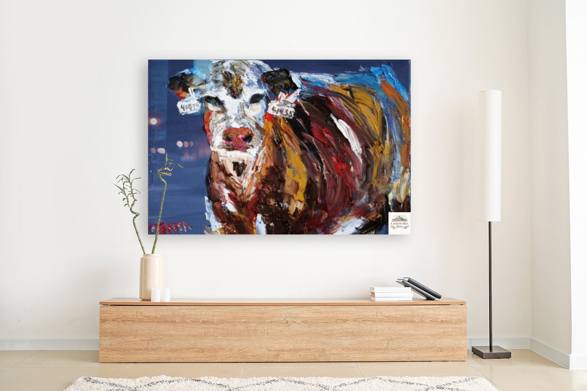 Pose for Me | Original Teresa Johnson Cow Art | Abstract Animal | Giclee Paper- Wood- Metal- Canvas