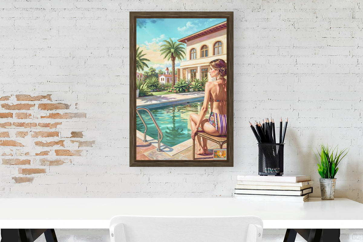 By the Pool, Bahamas | Tropical Resort Wall Art | Island Vacation Impressionist Painting | Giclée Paper • Canvas • Wood • Metal