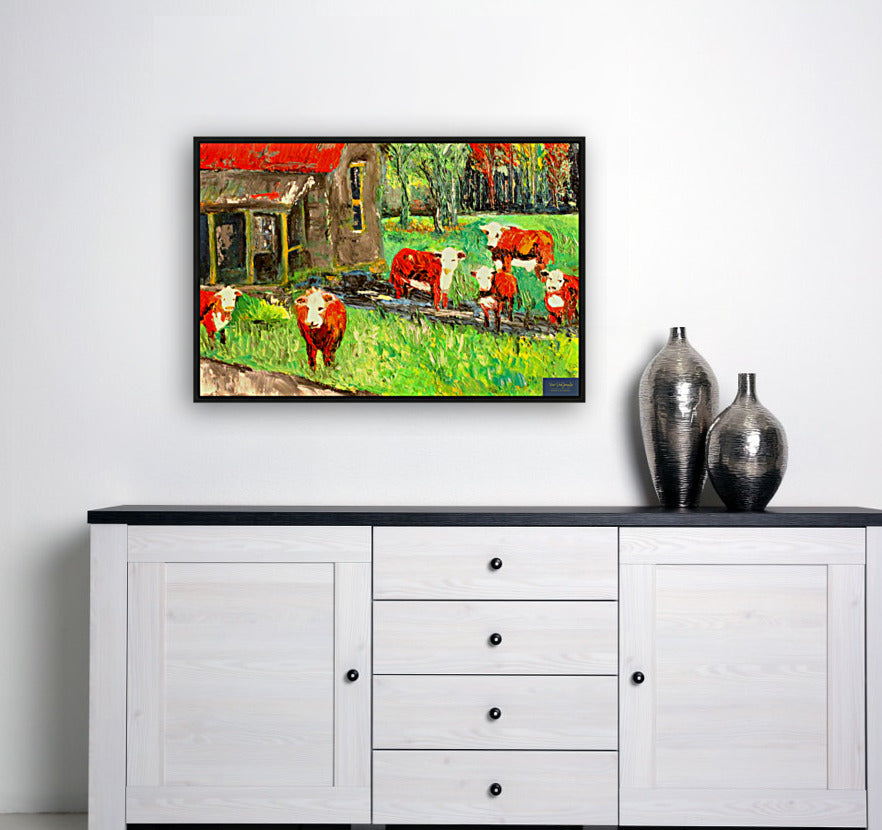 Cows In the Puddles- Giclee Paper- Wood- Metal- Canvas