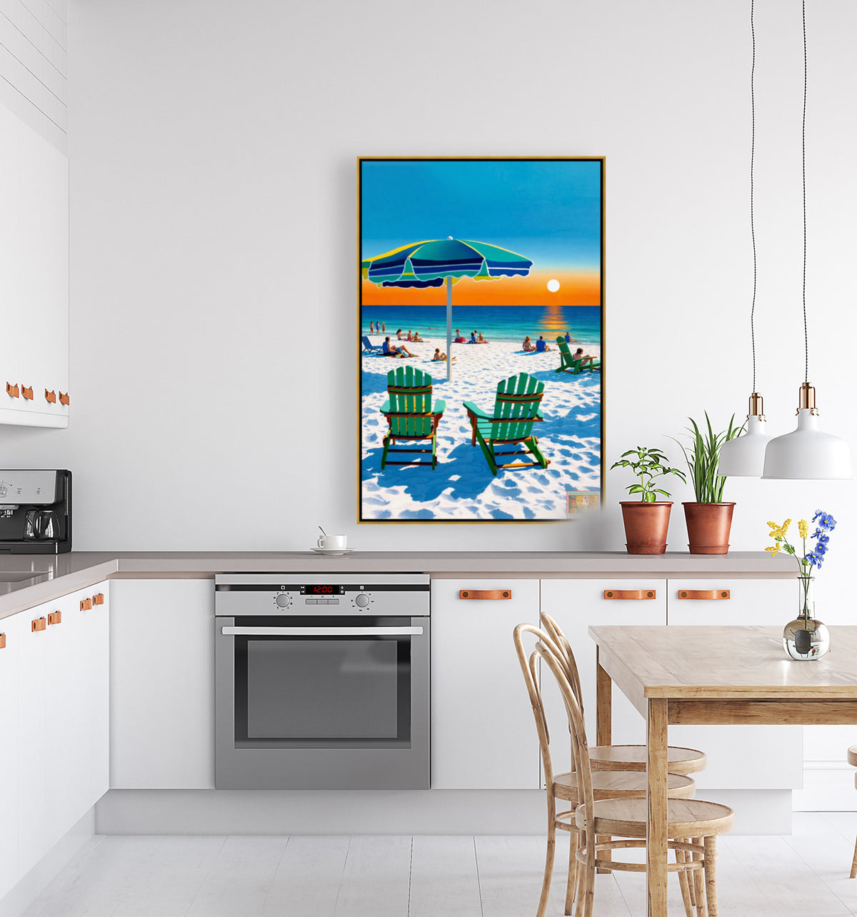 Beach Sunset With Adirondack Chairs| Beach Tropical Print| Giclee Paper- Wood- Metal- Canvas