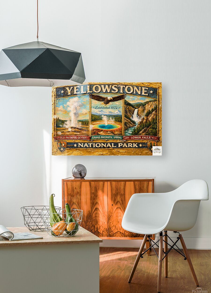 Yellowstone's Iconic Natural Wonders| Vintage Sign Art|  Prints, Canvas, Wood, or Metal Art