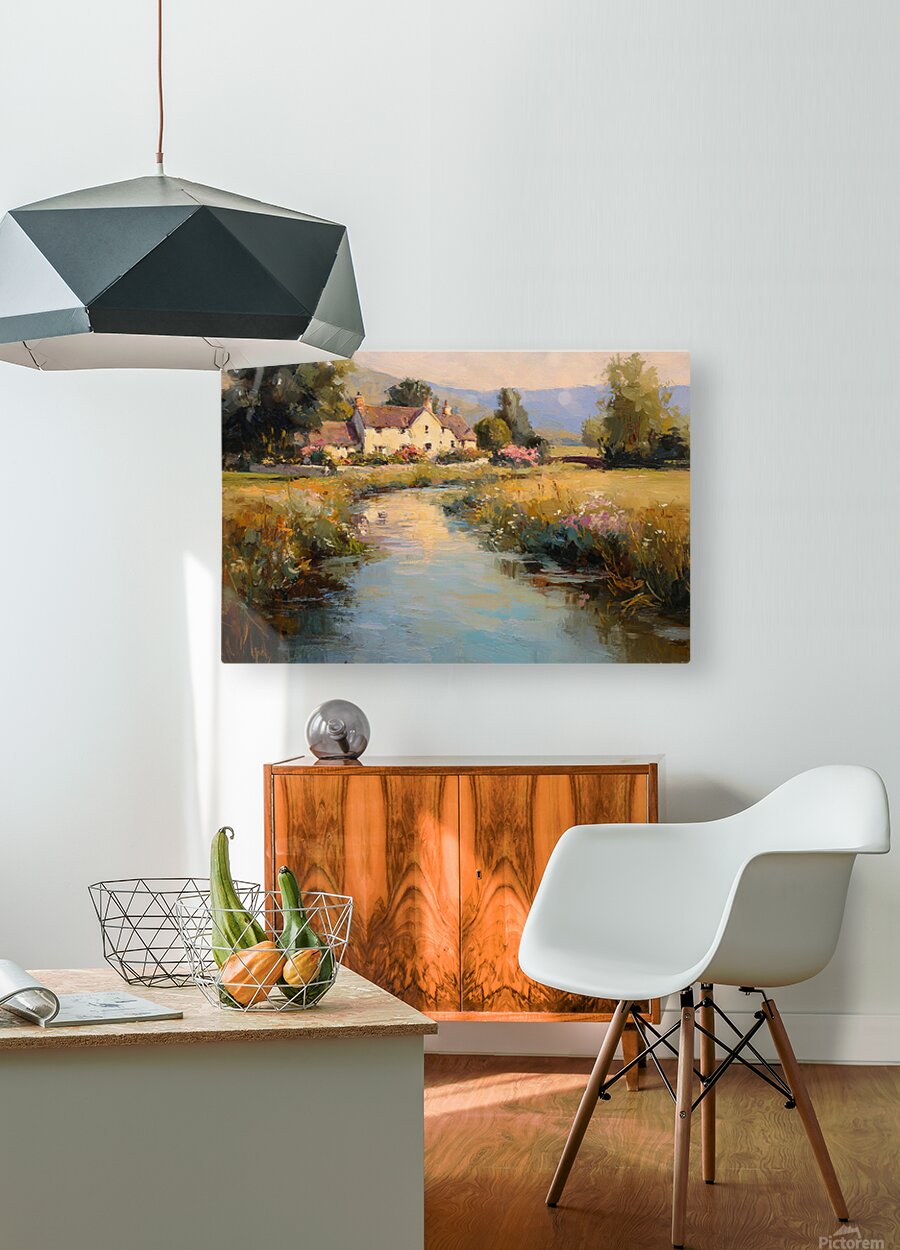 Cotswolds Sheep Farm – Impressionist English Countryside Painting, Sheep & Wildflowers Wall Art, Giclée on Canvas, Wood, Metal & Fine Art Paper