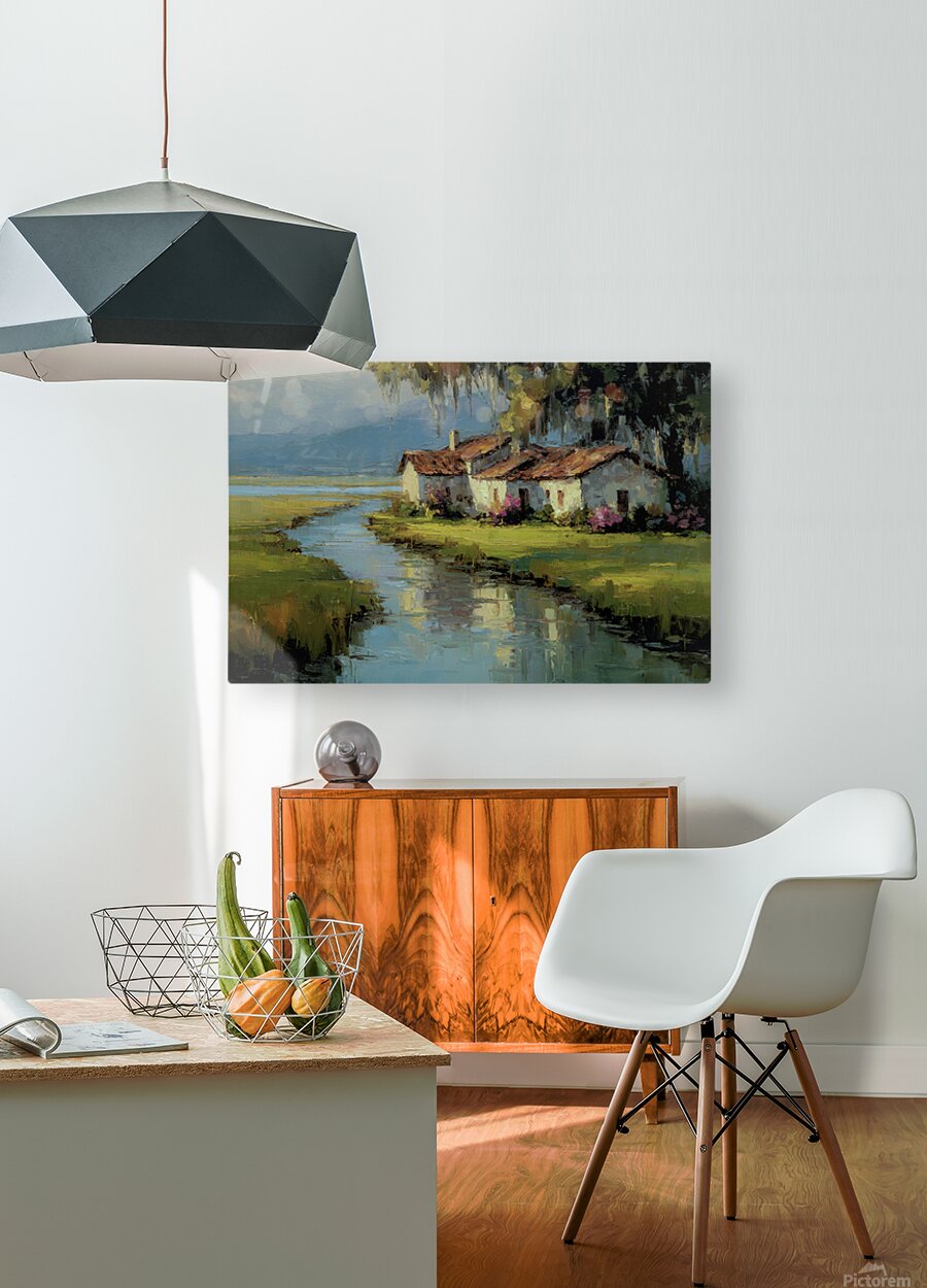 Spanish Moss Cottage – Impressionist Lowcountry Marsh Painting, Southern Coastal Wall Art, Giclée on Canvas, Wood, Metal & Fine Art Paper