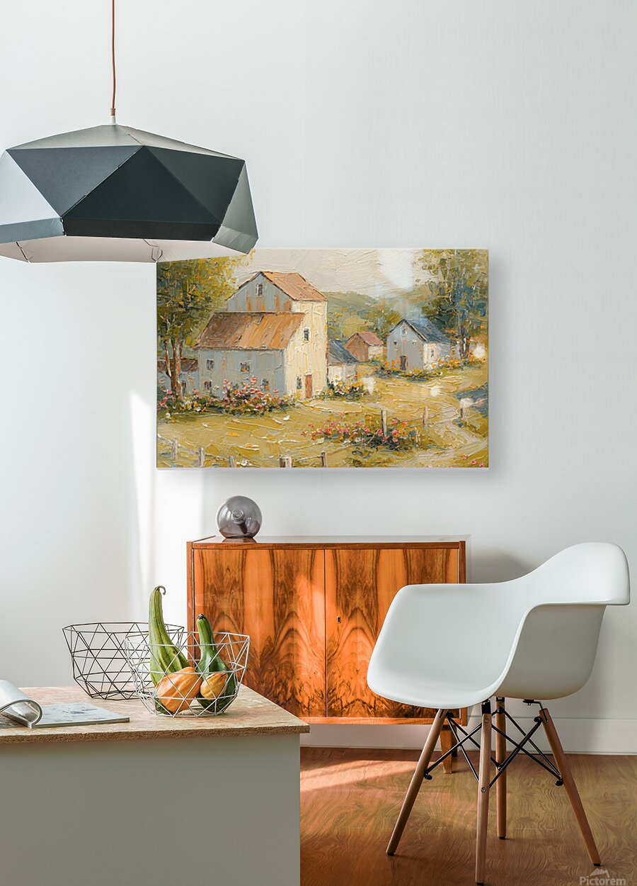Tuscan Village Farmhouse – Impressionist Italian Country Painting, European Farmhouse Wall Art, Giclée on Canvas, Wood, Metal & Fine Art Paper