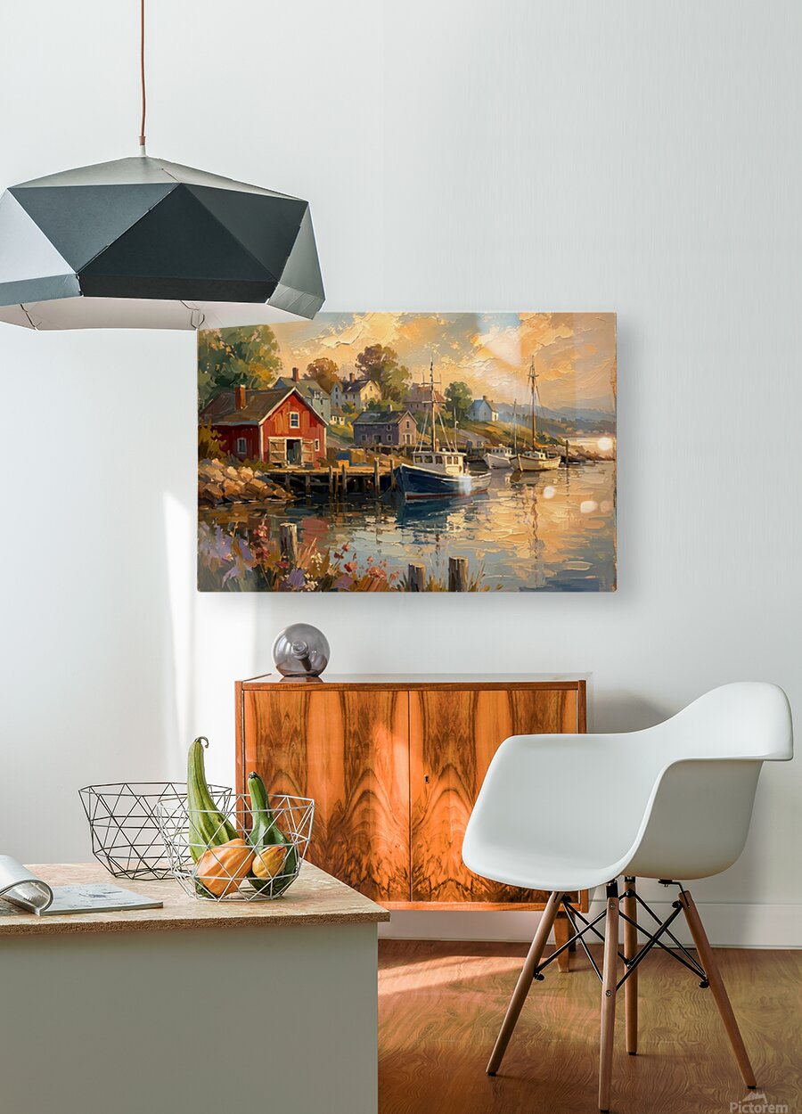 Coastal Harbor at Golden Hour| Coast Ship Art| Giclee Paper- Wood- Metal- Canvas
