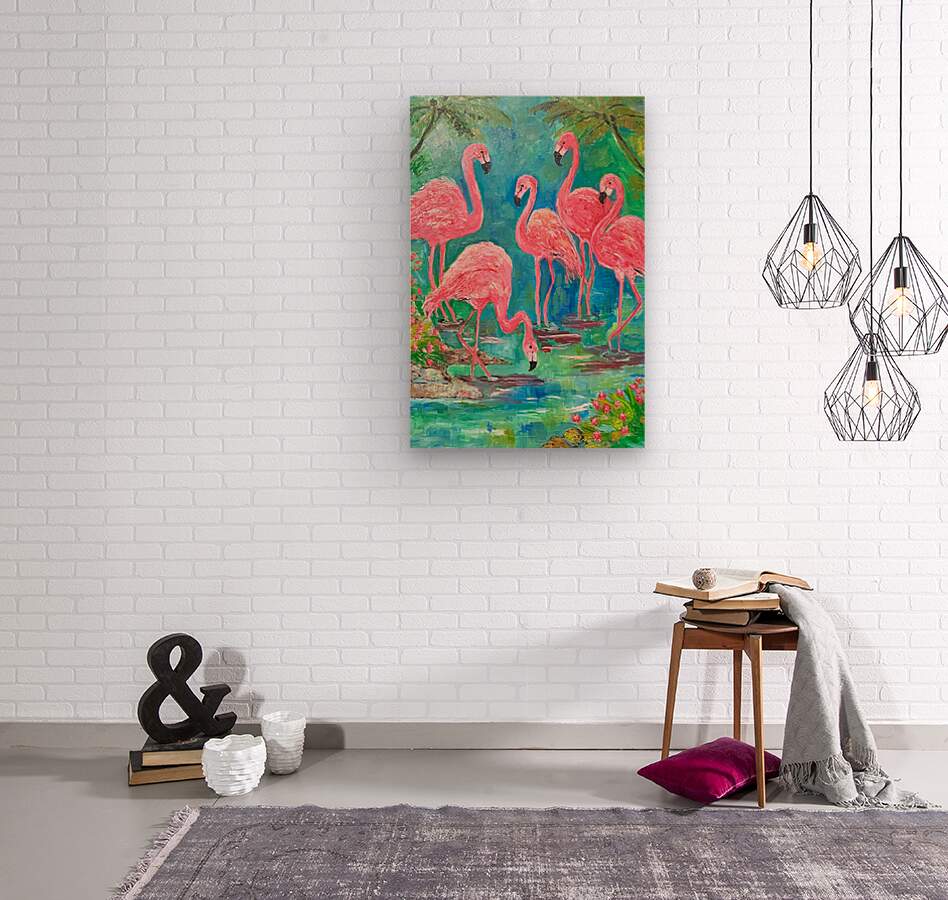 Pink Flamingo Paradise|Tropical Birds| Giclee Paper- Wood- Metal- Canvas