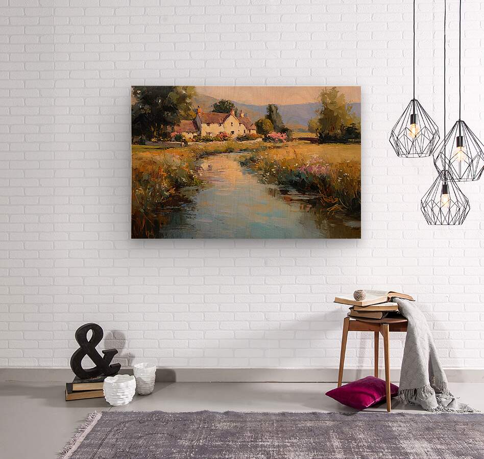 Cotswolds Sheep Farm – Impressionist English Countryside Painting, Sheep & Wildflowers Wall Art, Giclée on Canvas, Wood, Metal & Fine Art Paper