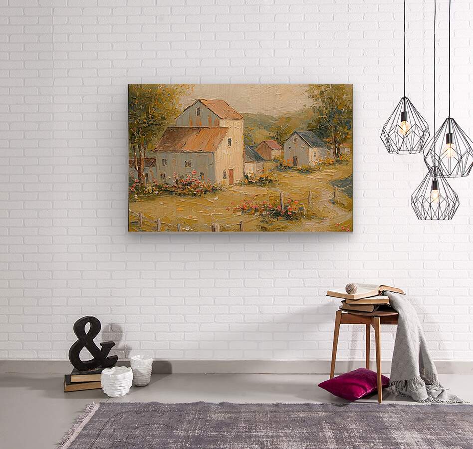 Tuscan Village Farmhouse – Impressionist Italian Country Painting, European Farmhouse Wall Art, Giclée on Canvas, Wood, Metal & Fine Art Paper