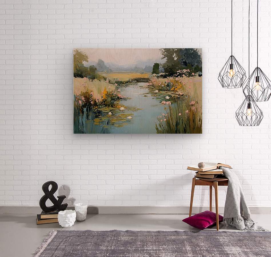 The Lily Pond – Impressionist Water Garden Painting, Lily Pad Pond Wall Art, , Giclee Paper- Wood- Metal- Canvas