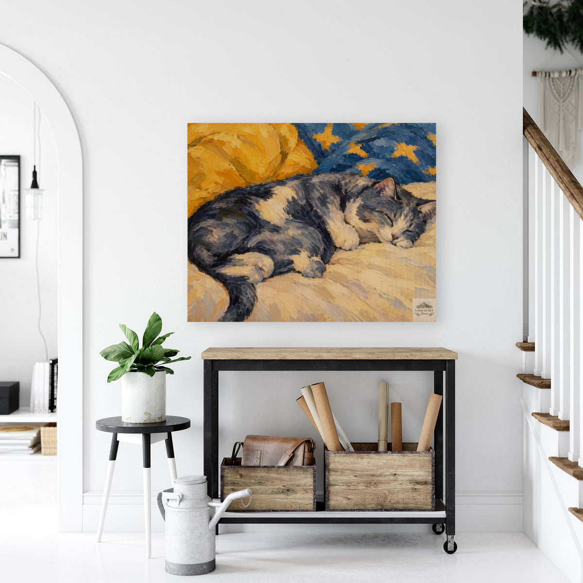 Catnapping Sleeping Cat Art | Impressionist Cat Print | Canvas, Giclee Paper, Wood or Metal