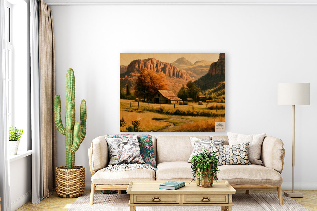 Autumn Beneath The Mountains | Impressionist Mountain Landscape Art | Giclée Paper • Wood • Metal • Canvas