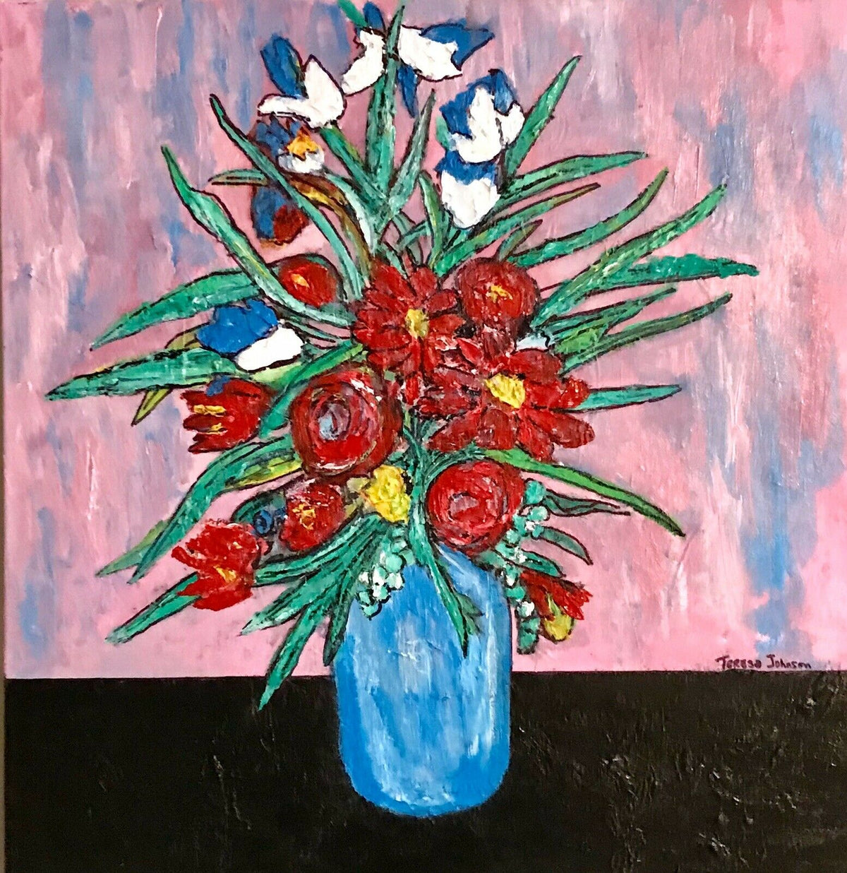 Gift of Flowers/ Original Acrylic Painting by Teresa Johnson/ 22" x 22" x 1" – Textured &amp; Expressive&nbsp;makes a lively, heartfelt addition to any space.
