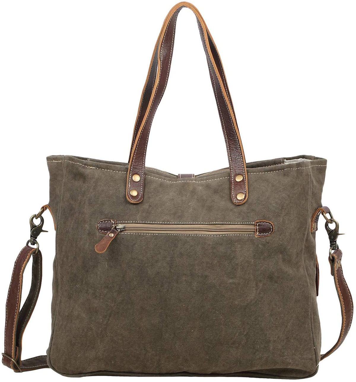 Myra Bag 1930 Classic Upcycled Canvas & Leather Messenger Bag S-1535